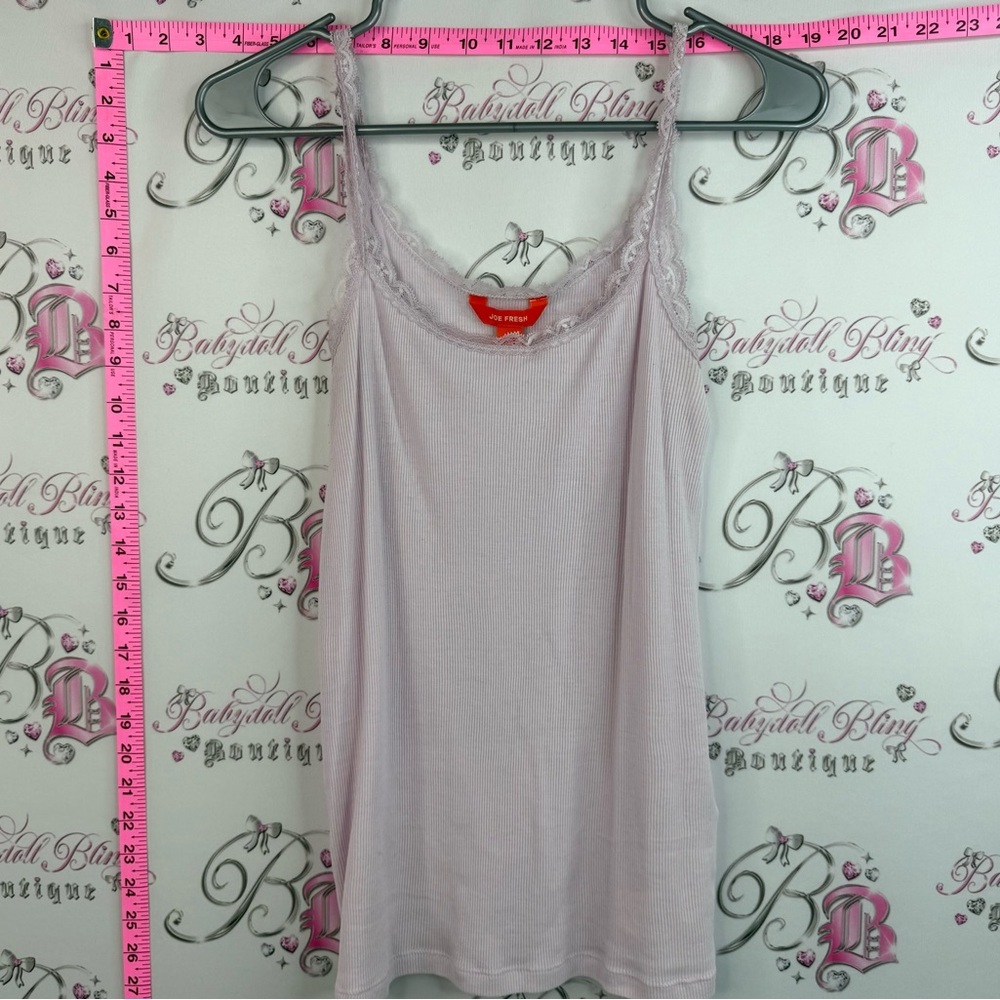 Joe Fresh tank top Lacie floral trim Light Pink Lace-Trim Cami Tank